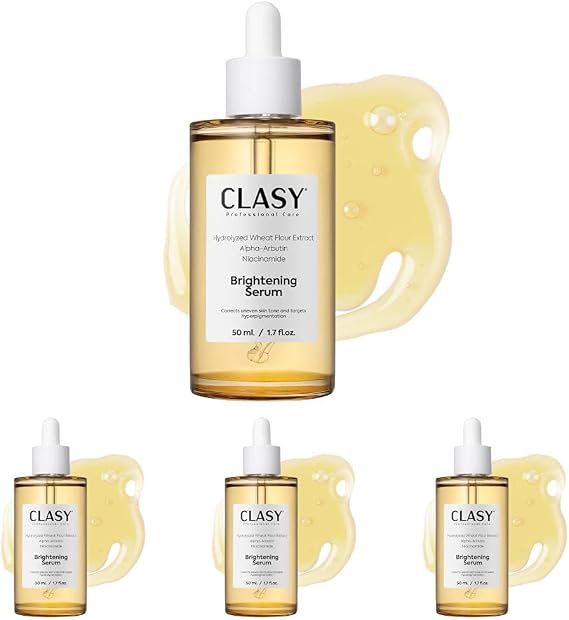 CLASYCARE Leke Karşıtı Aydınlatıcı Yüz Serumu – Niasinamid, Alpha Arbutin ve Hyaluronik Asit İçerikli Serum – Cilt Tonu Eşitleyici, Kore Cilt Bakımı, 50ml (4 paketi)