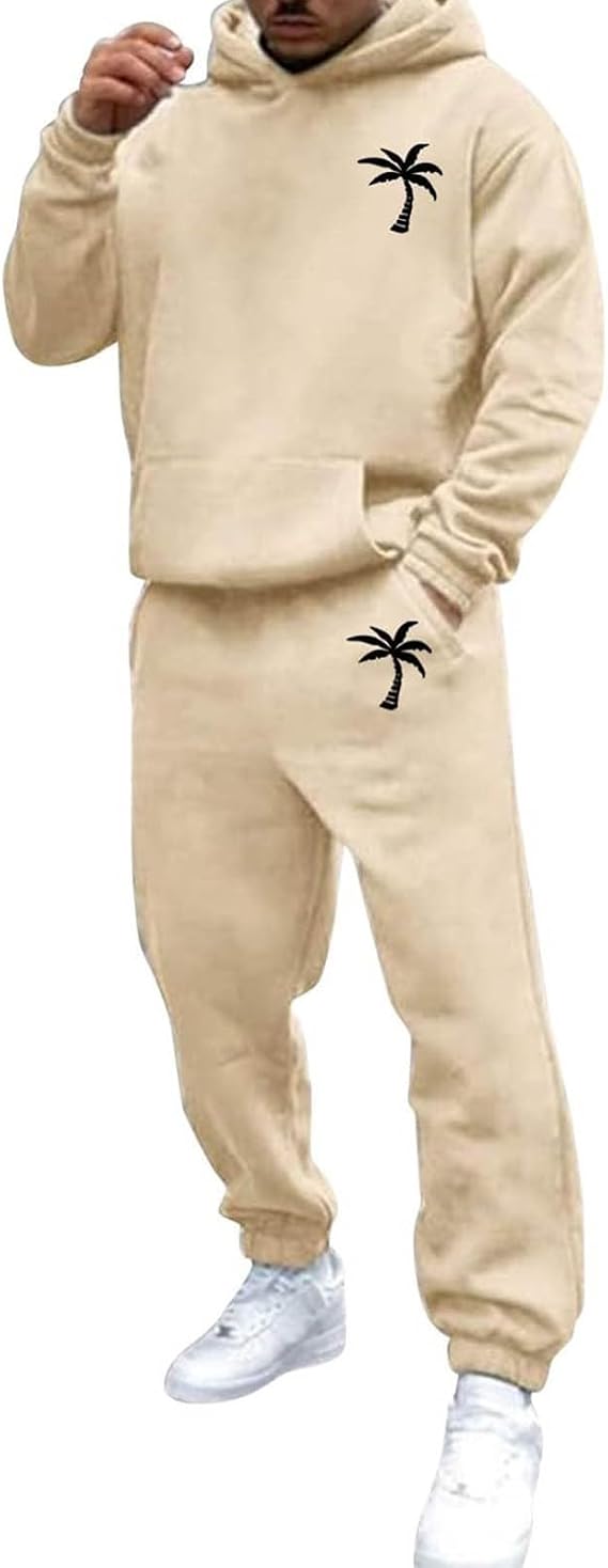 Mens Tracksuit 2 Pieces Set Long Sleeve Hoodie Sweatsuit Pullover Athletic Jogging Suits Casual Outfit with Pockets