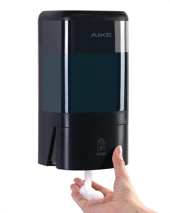 AIKE Wall Mount Foaming Soap Dispenser for Commercial Bathrooms,40 oz Large Capacity AK1007F,Black