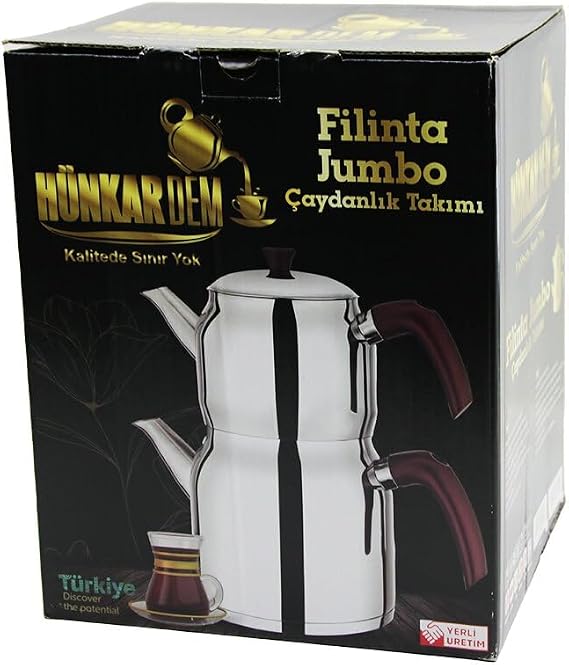 Fİlİnta Jumbo Boy Çelİk Çaydanlik Setİ Çİft Kapakli Renklİ Bakalİt Kulp Üst Demlİk: 2lt - Alt Suluk: 4lt Kendİnden SÜzgeÇlİ