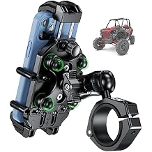 BRCOVAN Anti-Theft UTV Phone Mount Holder with Vibration Dampener & Secure Lock, Fit 1.5/1.65/1.75/1.85/2'' Roll Cage Bar, Heavy Duty, Adjustable Size, Big Phone Friendly for 5.4-7.2'' Cellphone