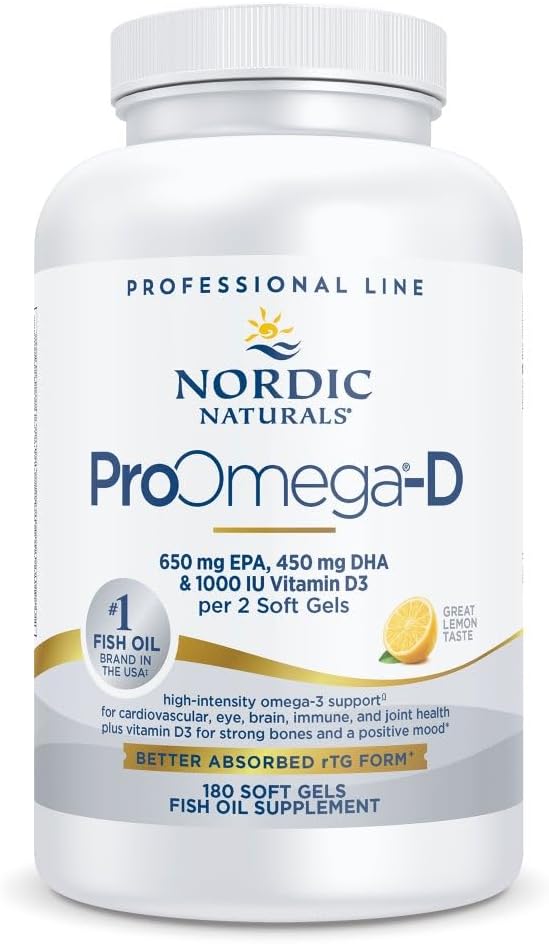 Nordic Naturals ProOmega-D Fish Oil, 1280 mg + 1000 IU D3-180 Softgels