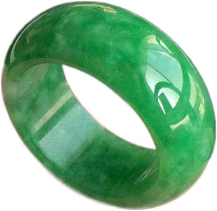 Jade Rings for Women Men Good Luck Jade Ring Round Genuine Green Jade Eternity Ring Size 9-11