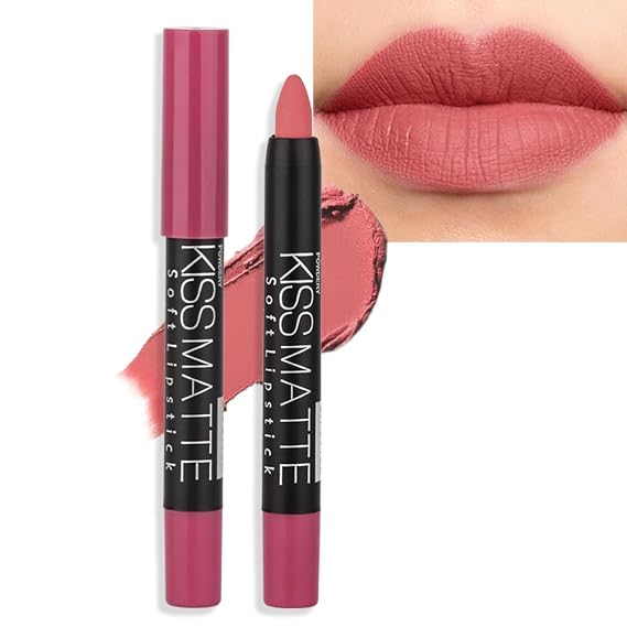 BINGBRUSH Matte Lipstick long lasting, Velvet Lip Crayon Lip Pencil, Longwear Lipstick Waterproof LipColor Stick with Smooth Lightweight Formula, Lipstain Pen Lipliner makeup,16