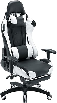 High Back Gaming Chair Office Chair Racing Computer Chair Task Desk Chair Ergonomic Swivel Rolling Chair with Lumbar Support Headrest for Back Pain Women Adults Gamer White