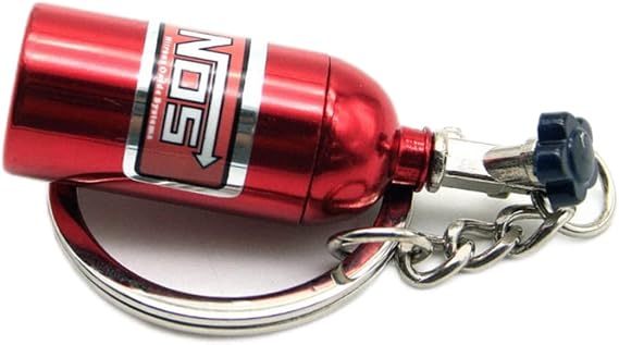 Creative Stylish NOS Mini Nitrous Oxide Bottle Keyring Key Chain Ring Keyfob Stash Turbo Keychain Red Creative Key Chain