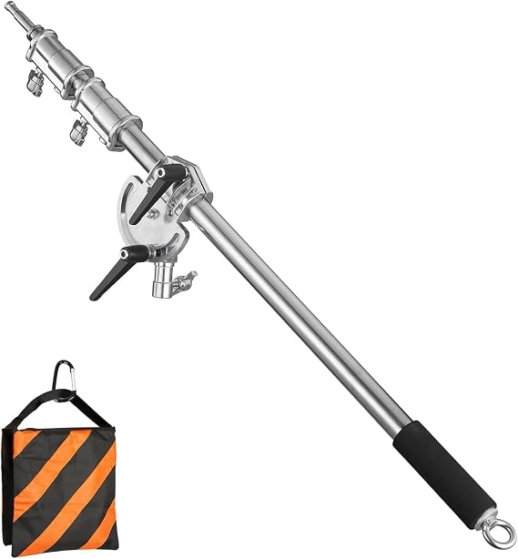 Edelstahl-Verlängerungsarm für Lichtstativ und C-Stativ 36 Fuß bis 82 Fuß Verstellbarer Querstangen Haltearm mit Sandsack für Studio Softbox Reflektor