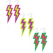 80s 90s Earrings for Women Colorful Lightning Acrylic Drop Earrings Neon Earrings Bulk for 80's 90's Outfit Glow Party Halloween 80s Accessories Jewelry