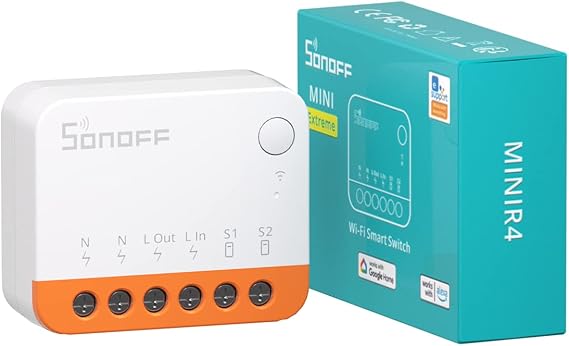 SONOFF MINIR4 WiFi Smart Switch 2 Way - WiFi Light Switch with Timing Function Relay Split Mode 2.4G WiFi Works with Alexa Google Home Assistant Remote Control via eWeLink App