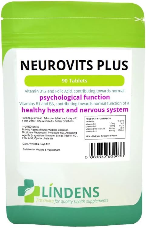 Neurovits 2-Pack x 180 Tablets Vitamin B-12 500mcg, B-1, B-6 & Folic Acid B1 B6