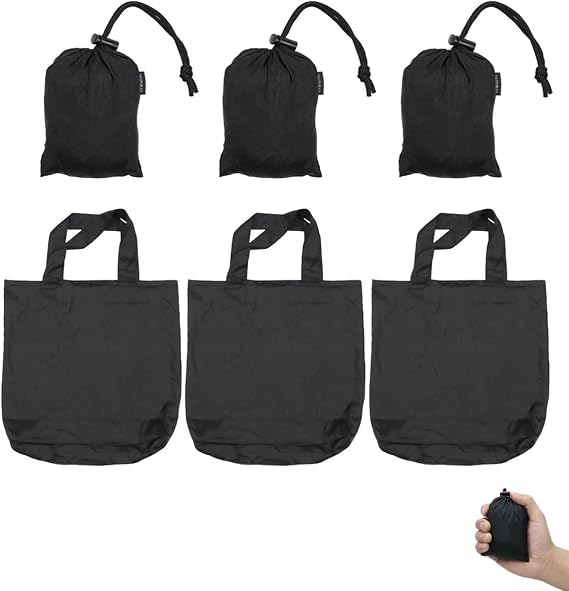 BROWINT Nylon Reusable Grocery Bag (3 pack), Nylon Heavy Duty Tote Bags 110 lbs, 19"x 19" Large Shopping bag, Foldable