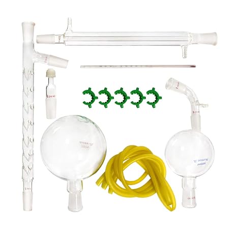 13pcs 1000ml 24/40 Joint Glass Distillation Equipment Essential Oil Extraction Distillation Apparatus Water Distiller Purifier Laboratory Chemistry Glassware Kits