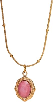 18K Gold Plated Chain Necklace Dainty Square Turquoise Pendant Natural Gemstone Pendant Handmade Jewelry Gifts for Women