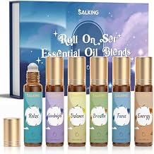 SALKING Floral Essential Oils Set, Premium Pure and Natural Essential Oils, Fragrance Oil Scented Oils for Oil Diffusers 6 x 10 ML - Lavender, Rose, Jasmine, Cherry Blossom, Gardenia, Chamomile