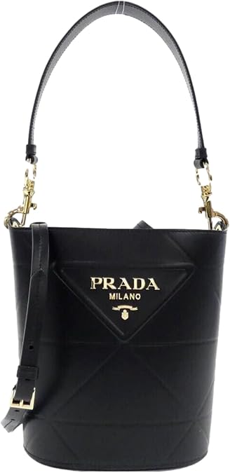 Prada Soft Calf Leather Bucket Crossbody Handbag Nero Black
