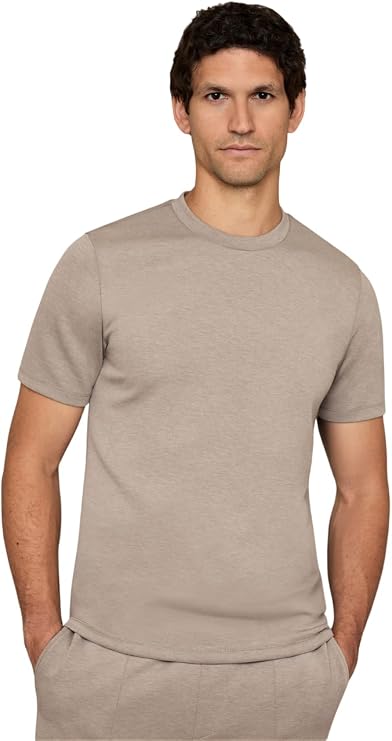 REISS Mens' Bradley SS Interlock Crew Neck T-Shirt Taupe