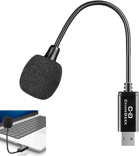 USB Microphone for PC Gooseneck Microphone with Built-in Plug & Play Sound Card | Condenser microphone for web conference and telework Clear voice recording Compact design. Windows and Mac compatible