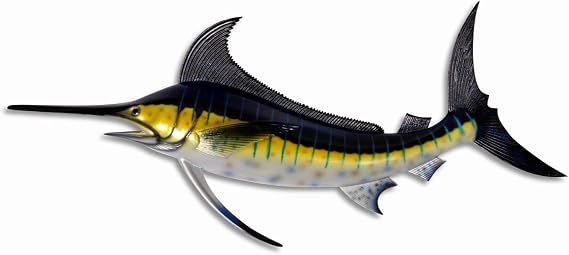 Hand Painted Marlin Fish Replica Wall Mount Decor Room Ornament Plaque 28"