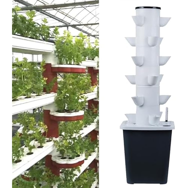 Hydroponics Tower Garden Hydroponic Growing System Aeroponics Growing Kit for Herbs, Fruits and Vegetables Adapter, Net Pots, Timer for Herbs, Fruits and Vegetables Color : 30holes