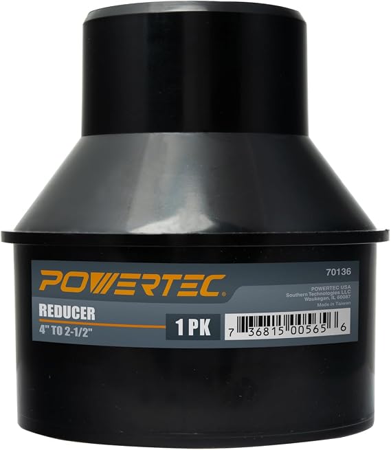 POWERTEC 70136 4" to 2-1/2" Cone Reducer, Dust Collection Fittings for Dust Collection Hose to Hose Connection