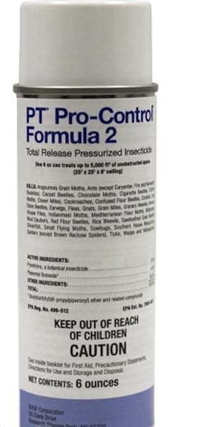 BASF PT Pro-Control Plus Total Release Formula 2 Insect Fogger, Fast Acting Bug Killer for Crawling & Flying Pest Control, 6 oz