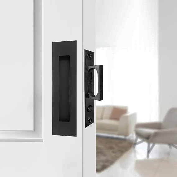 Recessed Finger Flush Pulls with Edge Pull - Suitable for Pocket Door,Closet Door,Sliding Doors, Barn Door Handle Hardware(Black, 4.72Inch)