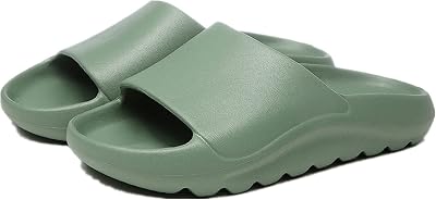 QMFUR Soft Open Toe EVA Slippers for Women and Men Quick Drying Thick Sole Slides Non-Slip Bathroom Sandals