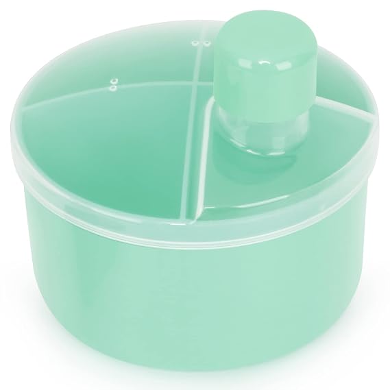 Accmor Formula Dispenser On The Go, Non-Spill Rotating Four-Compartment Formula Container to Go, Milk Powder Snack Storage Container for Infant Toddler Travel Outdoor, Green