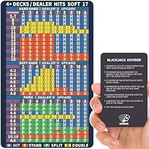 Blackjack Strategy Card -Stainless Steel Blackjack Basic Cards Allowed at Blackjack Table in The Casino 4+ Decks Hit Soft 17 with Leather Sleeve (Regular Version)