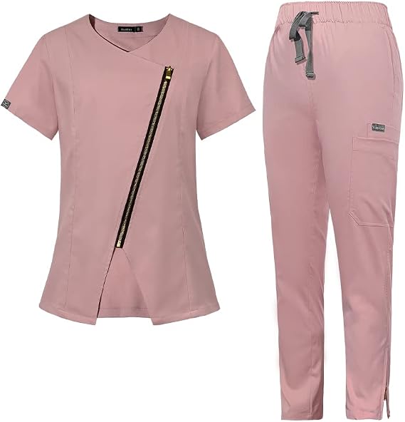 niaahinn Scrub for Women Medical Scrub Sets Nursing Uniform Top & Jogger Pants Dental Scurb Suit