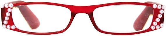 Bling Pearl Reading Glasses Fashion Ladies Rectangle Readers with Blue light Blocking Eyeglasses for Women