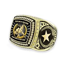 Wrestling Champion Ring Trophy Award, Weighing Nearly 1 Pound! Measuring Almost 3 inches! Add Your Custom Text, Genuine Metal, Polished Gold Finish, Presentation Box Included.