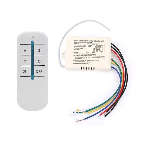 Samfox Wireless Remote Wall Switch Light Control, 4 Ways ON/OFF 220V Digital Wireless Wall Light Receiver Transmitter Remote Control Switch