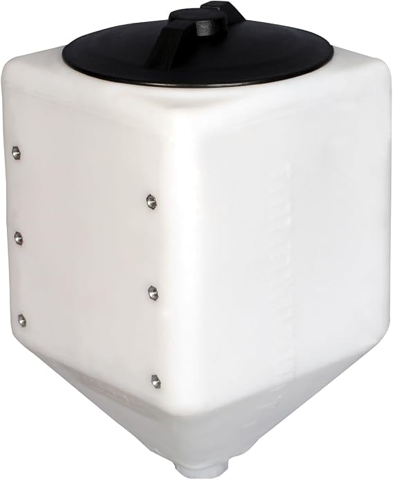 Norwesco 10 Gallon Square Total Drain Tank | Bottom Outlet for Total Drainage in Bulk Dispensing Applications - Agricultural, Industrial, RV Use, Lawn Care