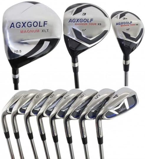 Mens Left Hand Senior Flex Magnum XS-OS1 Complete Golf Set Graphite Woods+with Same Length Steel Irons+Putter