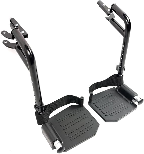 Economy Footrest for Standard Wheelchairs and Transport Chair, Composite Footplates And Heel Loops,Universal Swing-Away Footrests, wheelchair replace parts.Same function as T93HEP, PH-SF.(1 Pr, Black)