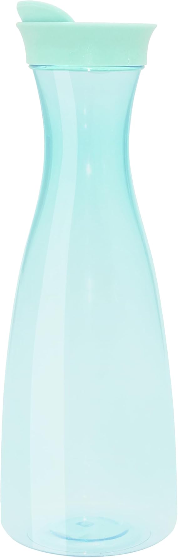 OGGI Clear Carafe w/Flip Open Lid - Ideal Juice Bottle, Clear Pitcher with Lid, Tea Pitcher, Water Carafe, 1.6 Lt(54Oz), Aqua Tint