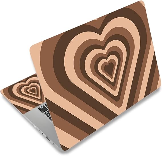 12.1-15.6 Inch Laptop Skin Decal, Universal Reusable Vinyl Cover Sticker for Notebook PC, Waterproof Art Decal Protector - Brown Hearts