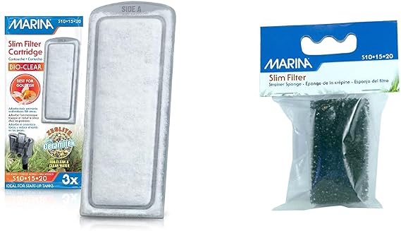 Marina Intake Strainer Sponge and Slim Filter Plus Ceramic Cartridge, 3-Pack Zeolite Filter for Aquariums