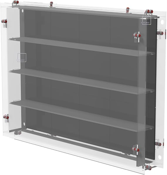 Wall Mounted Display case for 48/60/ 100 Lego Minifigures. Mini Series Display (100 Minifigures, Black Background, 5 complimentary Inserts with 200 Clear 1x1 Round Studs)