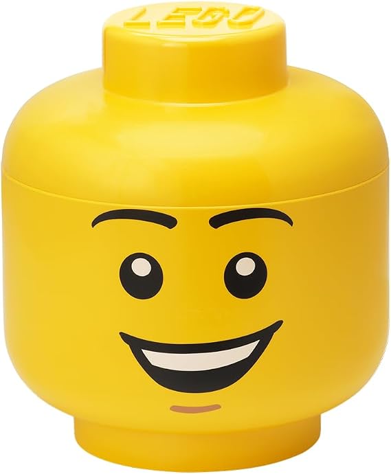 Lego Iconic Storage Head Large Stackable Storage Box 8.5L Yellow Happy Boy