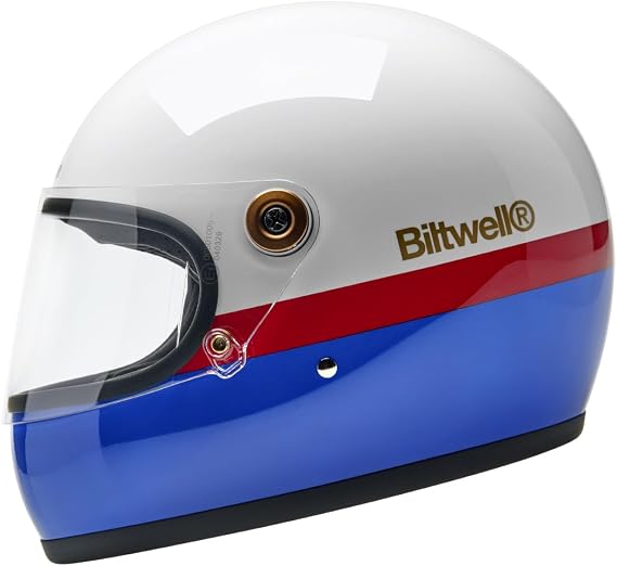Biltwell Gringo S DOT ECE R22.06 Apex Gloss White / Red / Blue Motorcycle Helmet