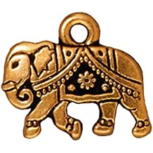 TierraCast Gita Elephant Charm, 12mm, Antique Gold