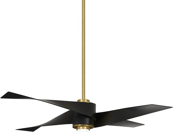 MINKA-AIRE F903L-SBR/MBK Artemis IV 64 Inch Ceiling Fan with LED Light and DC Motor, Soft Brass/Matte Black