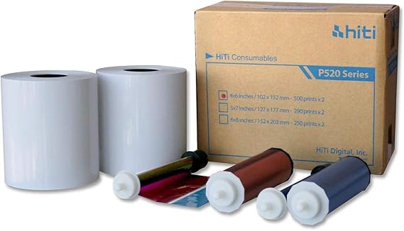 Thehomeuse S SMAZINSTAR HOKEKM HiTi 4x6 Media for Hiti P525L and P520L Printers. Paper and Ribbon kit (Total of 1000 Prints Size 4x6 inches).