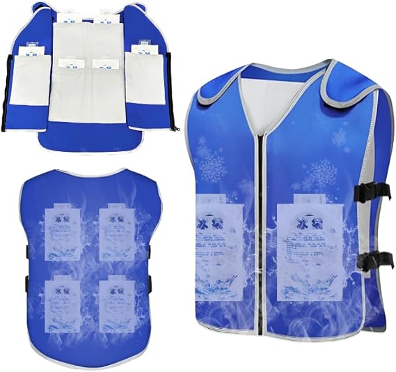 Ice Vest, Cooling Vest for Men Women with 26 PCS Ice Packs, Reflective and Adjustable Ice Vests for Hot Weather in Summer