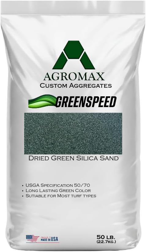 Green Silica Sand for Infill, Lawn Leveling, Putting Greens, Top Dressing, Divot Repair, Artificial Turf and Landscaping, Premium Baked on Long Lasting Color - USGA Specification (50 lb. Bag)