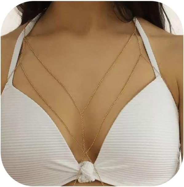 Gold Body Chain Necklace & Bikini Waist Bracelet for Women