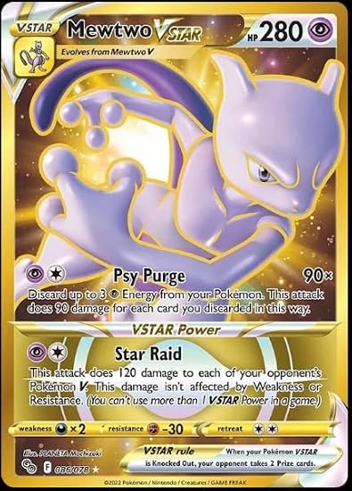 Mewtwo Vstar 086/078 - Pokemon Go - Gold Secret Rare Card