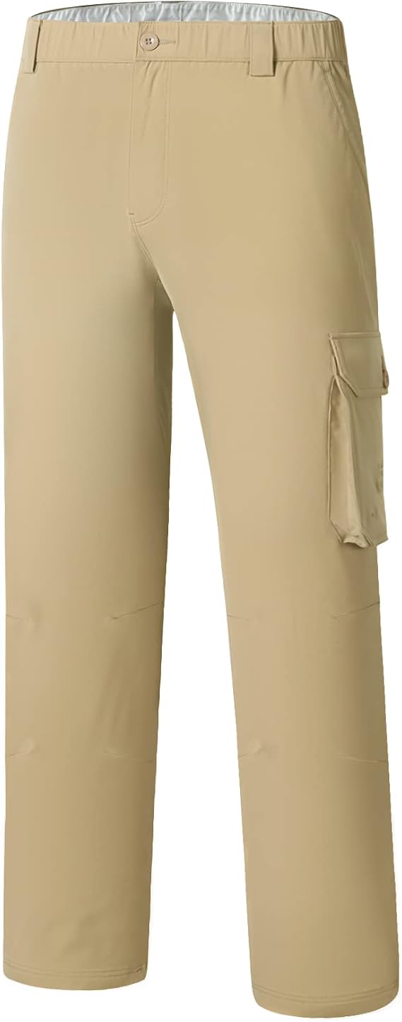BASSDASH Men's Fishing Cargo Pants Water Resistant Quick Dry Lightweight UPF 50+ for Outdoor Hiking Elastic Waist Pants FP05M